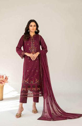 Amberea by Tawakkal Fabrics | Fancy Embroidered Lawn 3 Piece Unstitched Suit D-2