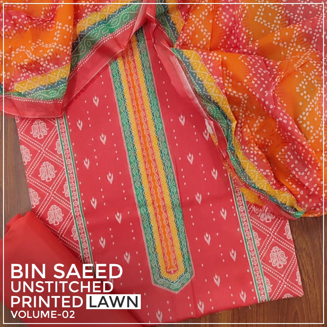 D-27 Bin Saeed Unstitched Printed Lawn Collection'24 GALA DAMAN PRINT