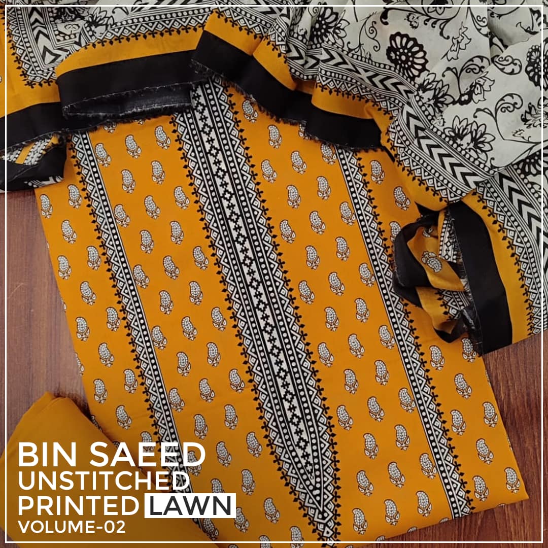D-22 Bin Saeed Unstitched Printed Lawn Collection'24 GALA DAMAN PRINT