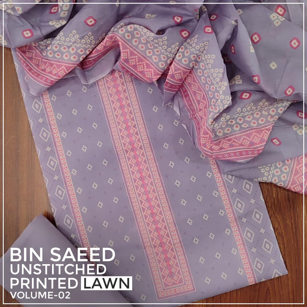 D-24 Bin Saeed Unstitched Printed Lawn Collection'24 GALA DAMAN PRINT