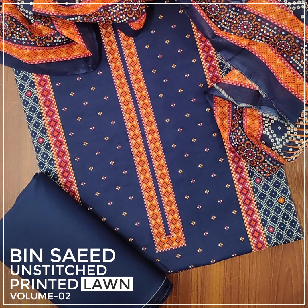 D-30 Bin Saeed Unstitched Printed Lawn Collection'24 GALA DAMAN PRINT