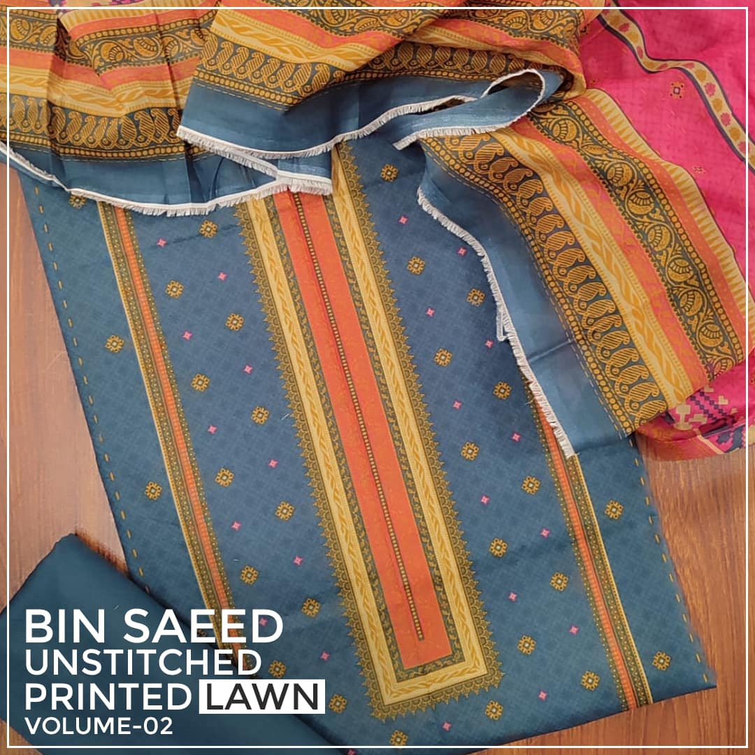 D-26 Bin Saeed Unstitched Printed Lawn Collection'24 GALA DAMAN PRINT