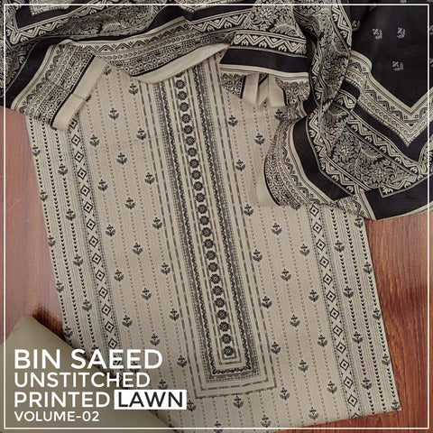D-28 Bin Saeed Unstitched Printed Lawn Collection'24 GALA DAMAN PRINT