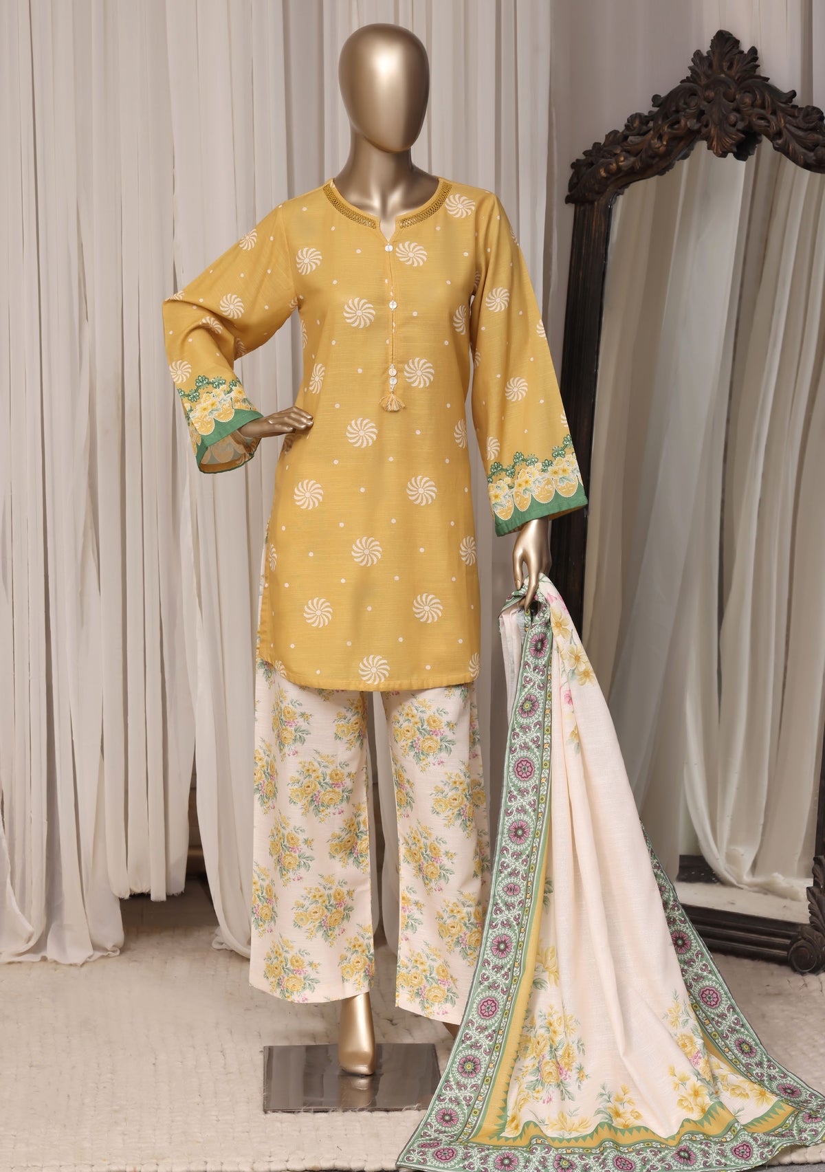 Sadabahar Printed Khaddar Winter collection Stitched 3 Piece Suit D-9