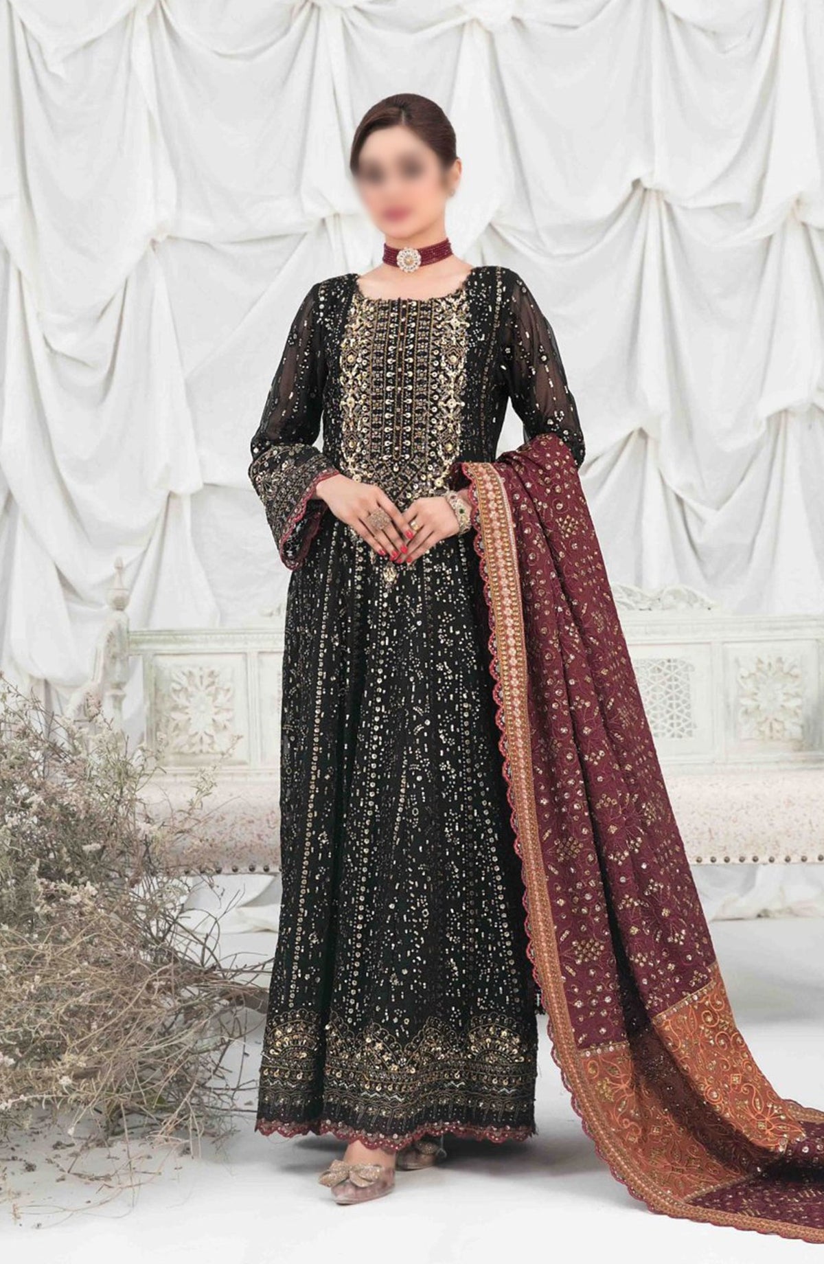 Meharzad Fancy Heavy Embroidered Maxi D-1364