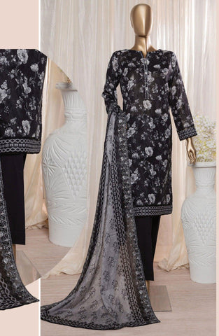 HZ Rimjhim Lawn Emb Cutwork Dupatta Coll"24 REC-124