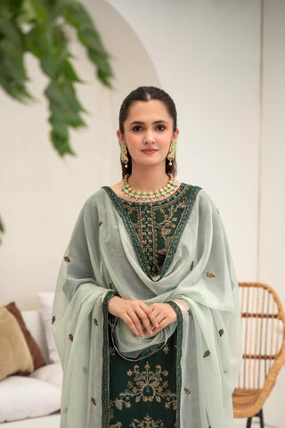 Shibrah Fancy Cotton NET Semi Stitched By Afshan Arts D-02