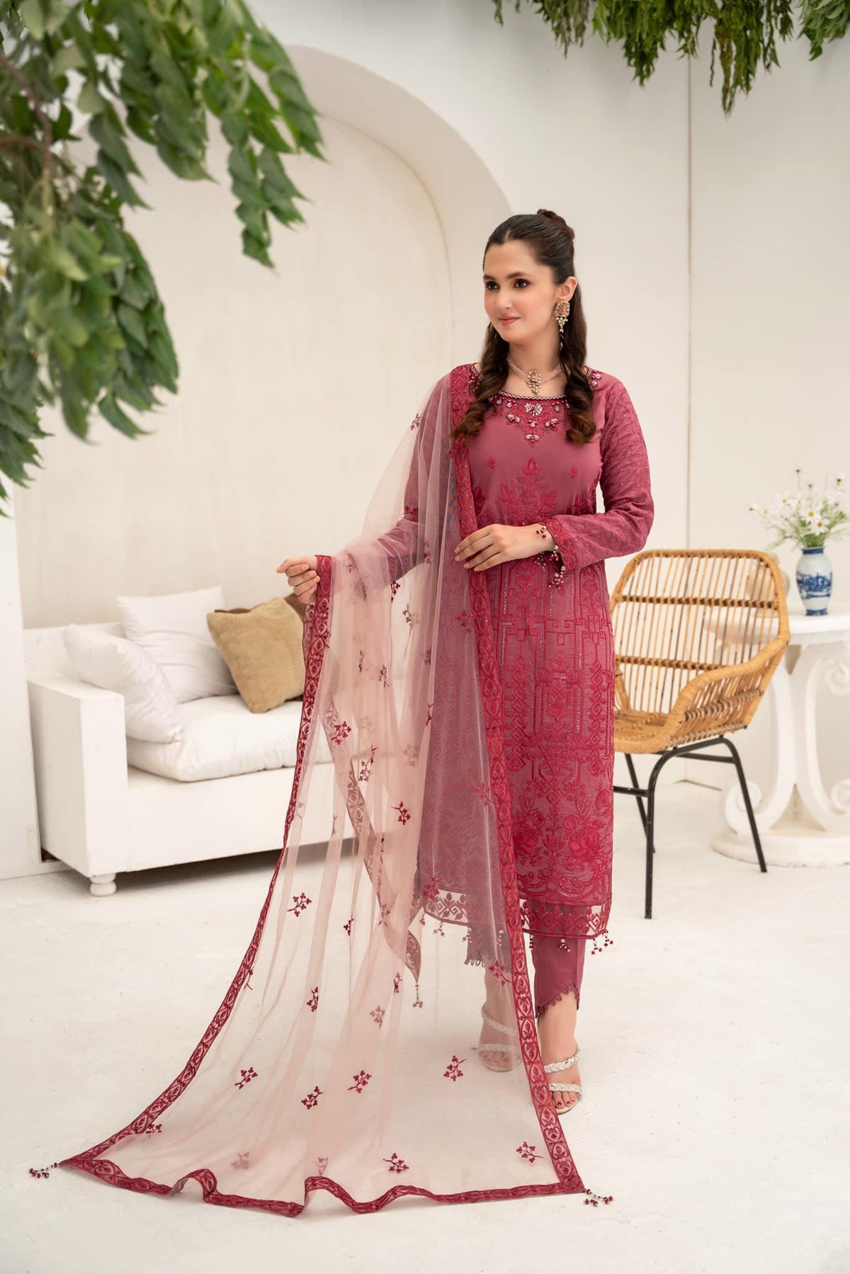 Shibrah Fancy Cotton NET Semi Stitched By Afshan Arts D-01