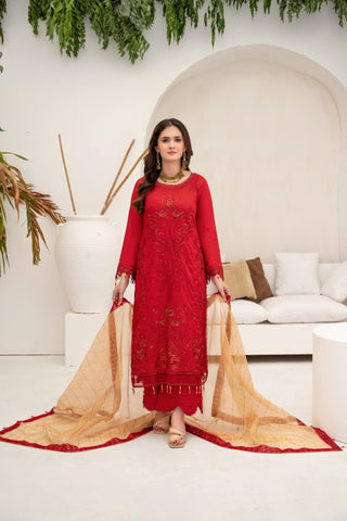 Shibrah Fancy Cotton NET Semi Stitched By Afshan Arts D-05