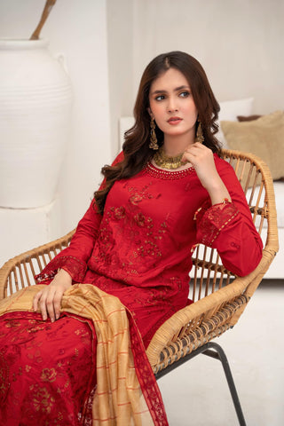 Shibrah Fancy Cotton NET Semi Stitched By Afshan Arts D-05