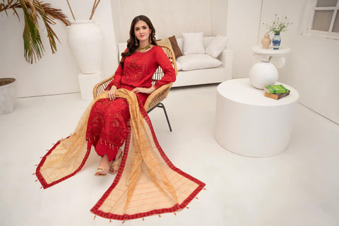 Shibrah Fancy Cotton NET Semi Stitched By Afshan Arts D-05