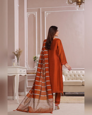 Tabeer Silk Net dress Fancy Organza D-06 Colour Warm Orange