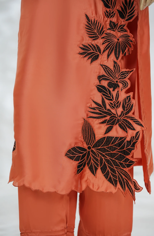 Kiara Luxe Silk | Embroidered Shamooz Silk 2 Piece Stitched Suit D-1