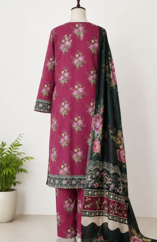 Bin Saeed | Printed Lawn 3 Piece Stitched Suit D-1
