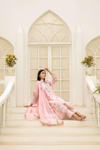 Elisol by Tawakkal Fabrics | Fancy Embroidered Slub Lawn 3 Piece Semi-Stitched Suit D-1