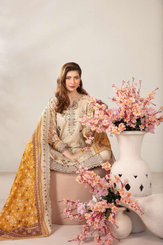 Mamora by Tawakkal Fabrics | Embroidered Digital Printed Lawn 3 Piece Unstitched Suit D-2