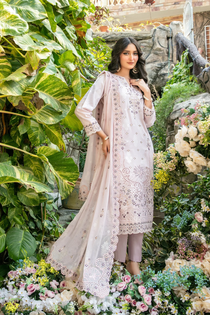Zindagi by Tawakkal | Embroidered Broshia Lawn 3 Piece Unstitched Suit D-2