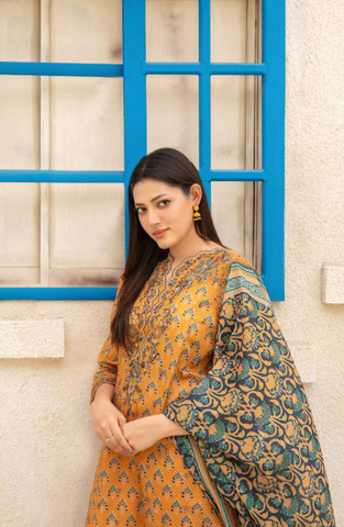 Laveen by Tawakkal Fabrics | Embroidered Digital Printed Lawn 3 Piece Unstitched Suit D-2