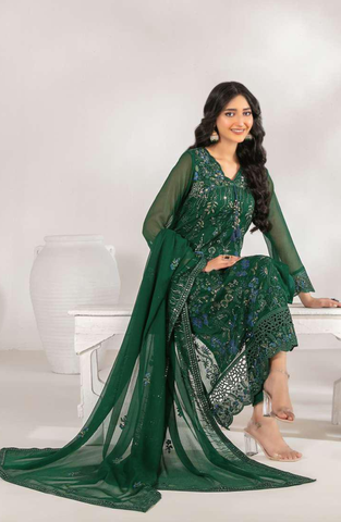 ZARISSA by Tawakkal | Fancy Embroidered Chiffon 3 Piece Semi-Stitched Suit D-2