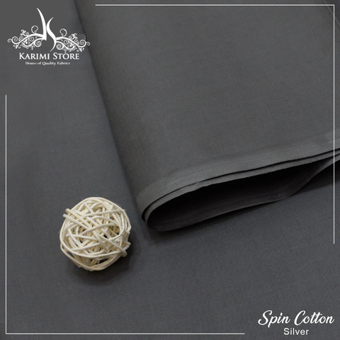 ABR-E-KARAM Spin Cotton Silver – Unstitched Men’s Suit (4.5 Meters)