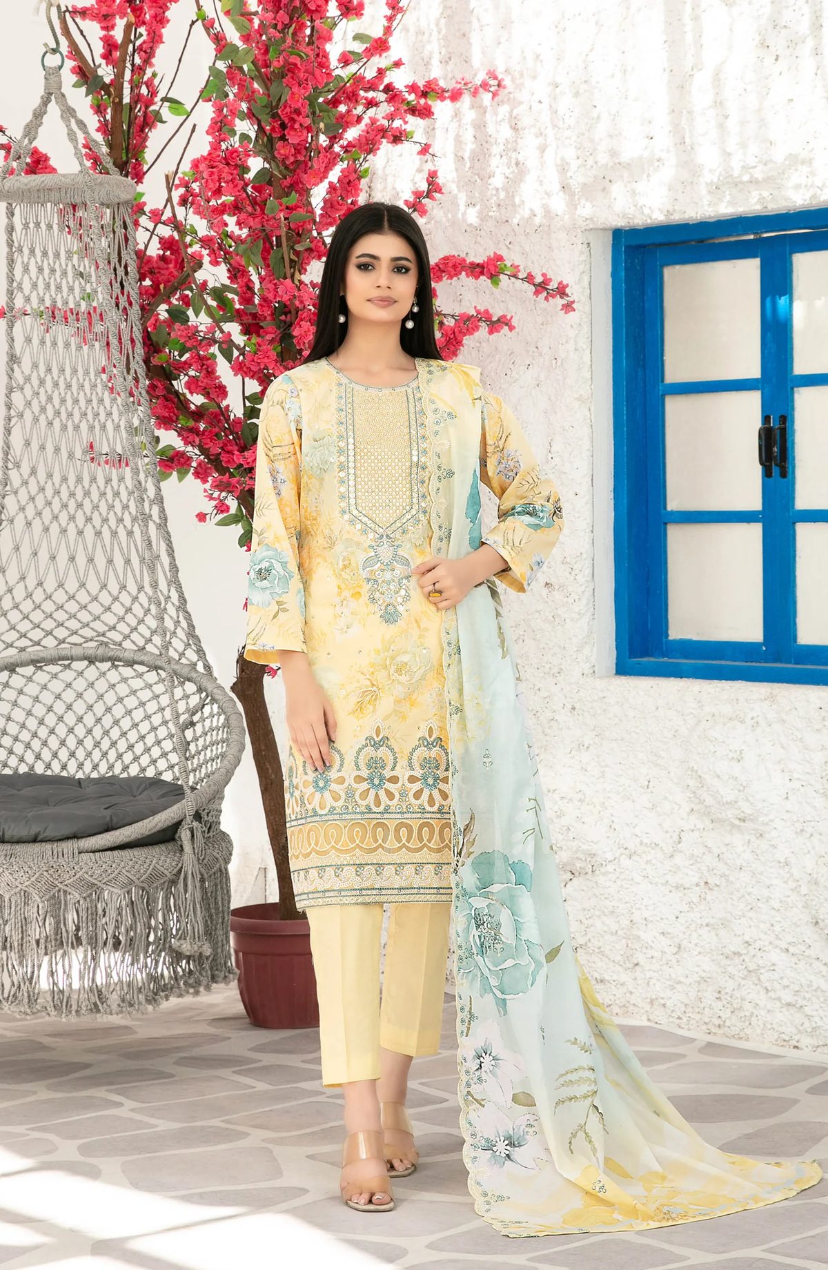 Parizah by Tawakkal | Embroidered Lawn 3 Piece Unstitched Suit D-2