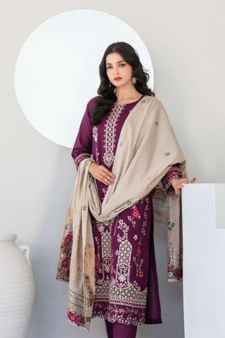 Abdar by Tawakkal | Embroidered Lawn 3 Piece Unstitched Suit D-1