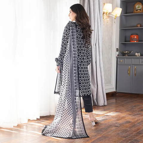 Black & White Vol3 Salina Digital Print Un Stitched 3 Pcs By Regalia Textile D-5