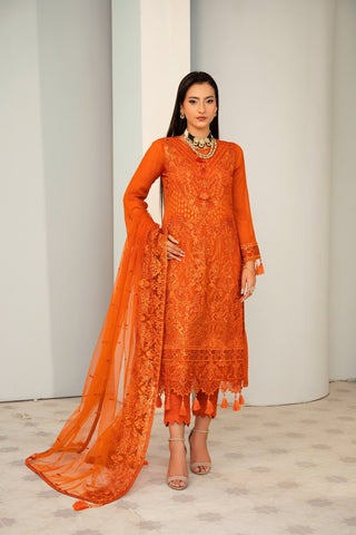 AFSHAN ARTS SANGEET LUXURY CHIFFON FORMAL 3PC SEMI STITCHED COLLECTION D-1