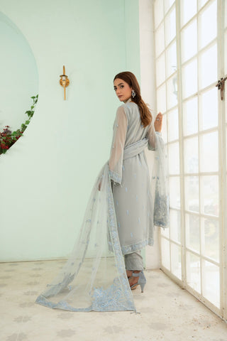 AFSHAN ARTS SANGEET LUXURY CHIFFON FORMAL 3PC SEMI STITCHED COLLECTION D-3