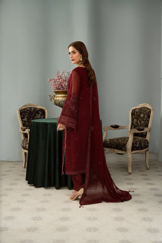 AFSHAN ARTS SANGEET LUXURY CHIFFON FORMAL 3PC SEMI STITCHED COLLECTION D-5