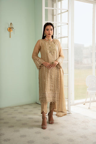 AFSHAN ARTS SANGEET LUXURY CHIFFON FORMAL 3PC SEMI STITCHED COLLECTION D-4