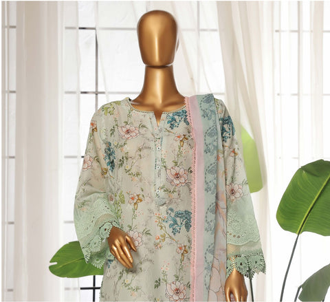 Fusion  Lawn Chikankari Stitched 3 Pcs 2025 Sadabahar D-02