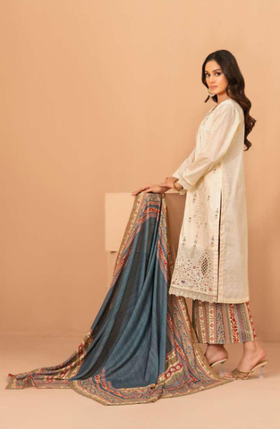 Lillia by Shahid Tawakkal | Fancy Embroidered Lawn 3 Piece Unstitched Suit D-3
