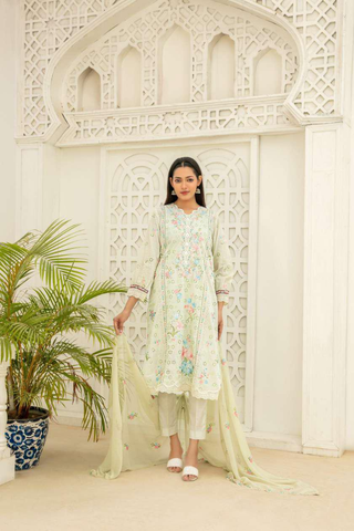 Elisol by Tawakkal Fabrics | Fancy Embroidered Slub Lawn 3 Piece Semi-Stitched Suit D-2