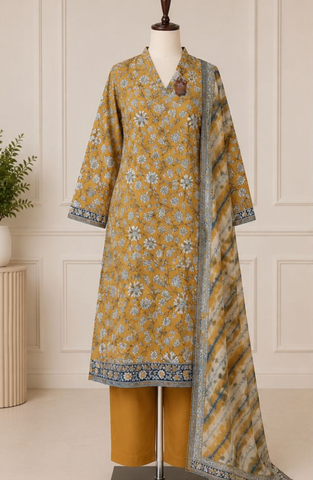 Bin Saeed | Printed Lawn 3 Piece Stitched Suit D-2