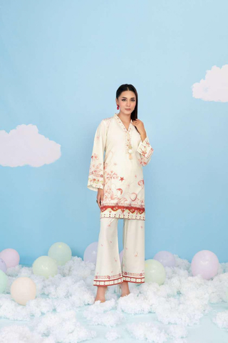 CLOUDS 2 Piece Stitched Printed Crepe Suit D-3