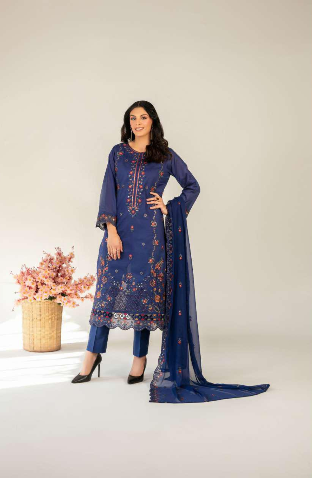 Amberea by Tawakkal Fabrics | Fancy Embroidered Lawn 3 Piece Unstitched Suit D-3