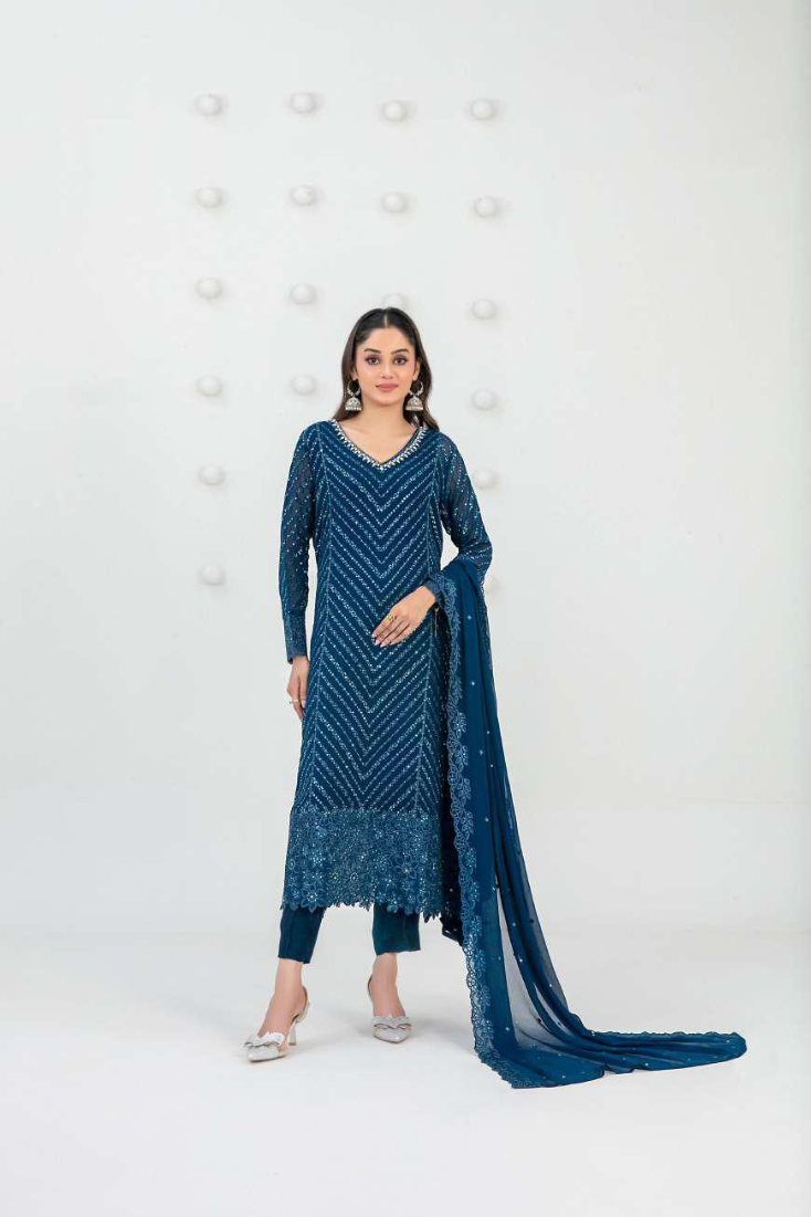 SATORI by Tawakkal Fabrics | Fancy Embroidered Chiffon 3 Piece Semi-Stitched Suit D-3
