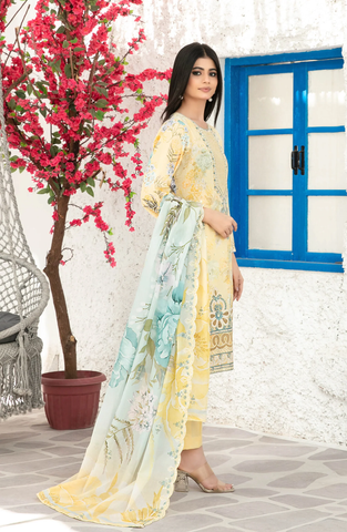 Parizah by Tawakkal | Embroidered Lawn 3 Piece Unstitched Suit D-2