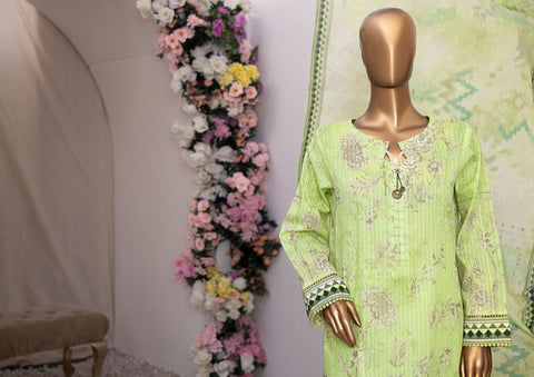 Nayab Vol 02 by HZ Textile Emb Lawn Unstitched 3 Piece  -02 Lime Green - Summer Collection