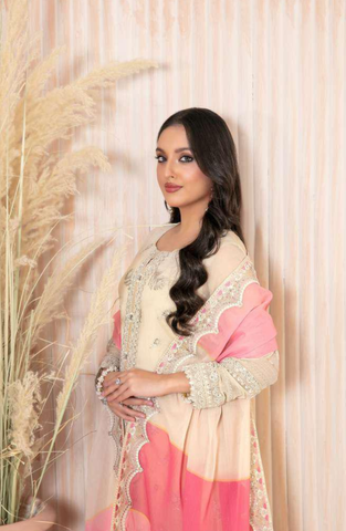 Lashkara by Tawakkal Fabrics | Fancy Embroidered Chiffon 3 Piece Semi-Stitched Suit D-2