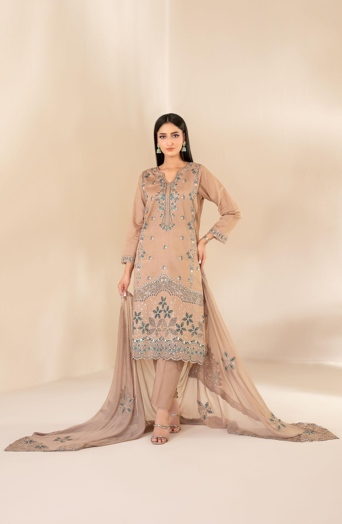 Selma by Shahid Tawakkal | Fancy Embroidered 3 Piece Unstitched Lawn Suit D-3