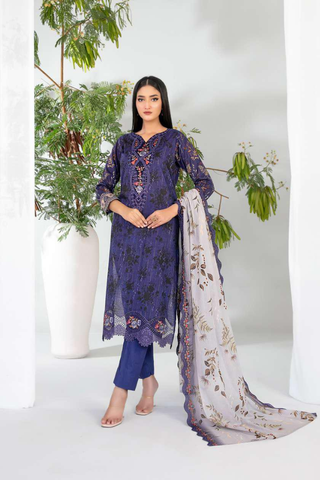 Teyana by Tawakkal Fabrics | Embroidered Digital Printed Lawn 3 Piece Unstitched Suit D-6
