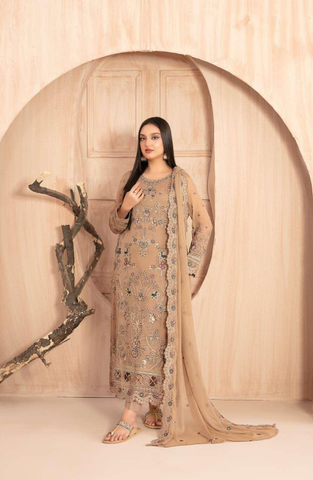 Afsanay by Tawakkal Fabrics | Fancy Embroidered Chiffon 3 Piece Unstitched Suit D-3