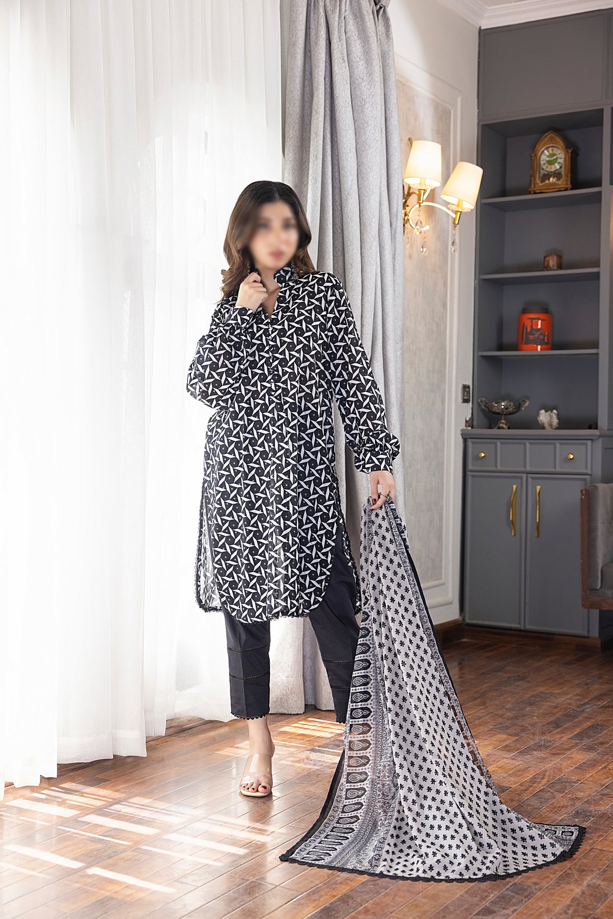 Black & White Vol3 Salina Digital Print Un Stitched 3 Pcs By Regalia Textile D-5