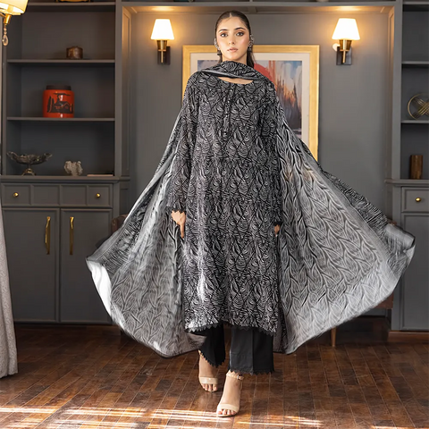 Black & White Vol3 Salina Digital Print Un Stitched 3 Pcs By Regalia Textile D-6