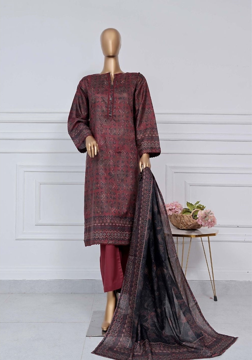 Printed Lawn Vol2 3 Piece Stitched Suit By Sadabahar2025 D-22