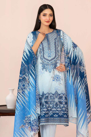 Jahzara by Tawakkal Fabrics | Embroidered Digital Printed Lawn 3 Piece Unstitched Suit D-5