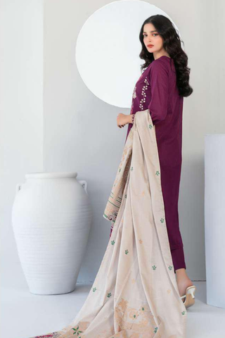 Abdar by Tawakkal | Embroidered Lawn 3 Piece Unstitched Suit D-1