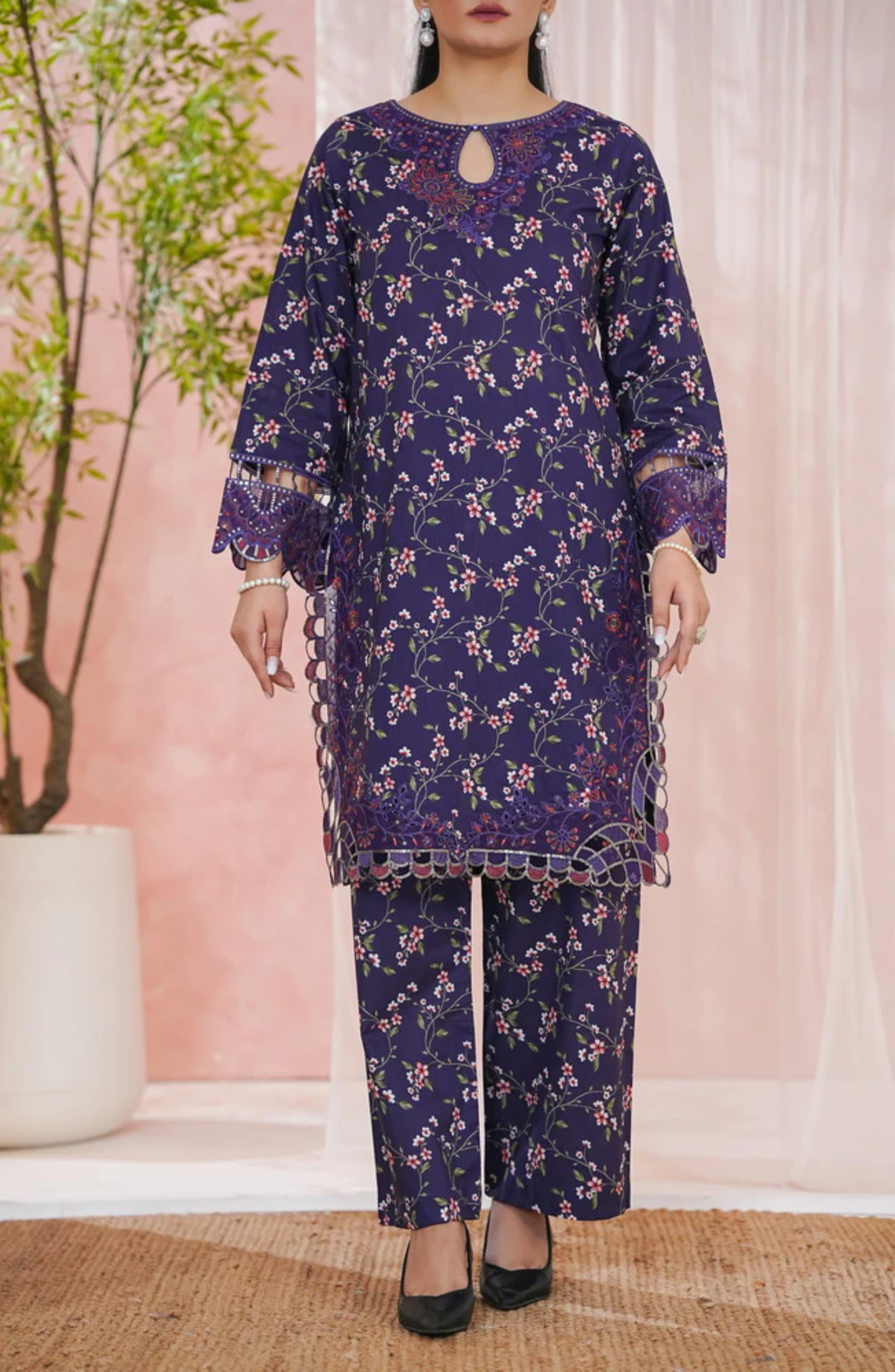 AIRA by Aizal | Festive Embroidered & Printed Lawn 2 Piece Stitched Suit D-5